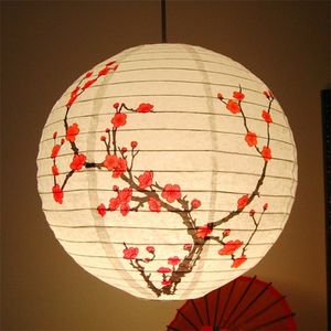 35 cm de ameixa flor redonda papel lanterna lâmpada chinês estilo oriental restaurante leve decoração de casamento decoração de casa presente 1pc 220611