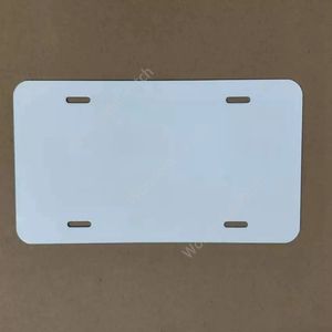 4 holes White Sublimation License Plate Decor Square Aluminum Blank Car Number Plates Dye Coated Hanging Advertising Panel 200pcs Sea Shipping DAW482