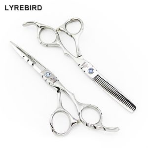 Tesoura de cabelo 5,5 polegadas 6 Japão Barbeiro tesouras Corte de pedra azul cisalhão ferramentas Lyrebird 220317