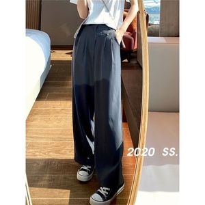 MISHOW Summer New Pants Women Fashion Casual Solid Long Trousers High Waist Pleated Loose Clothing MX20B2156 201113