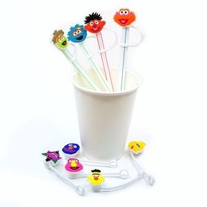 Custom Hot Cartoon silicone straw toppers accessories cover charms Reusable Splash Proof drinking dust plug decorative 8mm straw