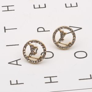 Semplice oro 18 carati placcato argento 925 lettere di lusso stud designer di marca geometrico donne famose strass di cristallo orecchino di perla gioielli della festa nuziale 21-40 stile