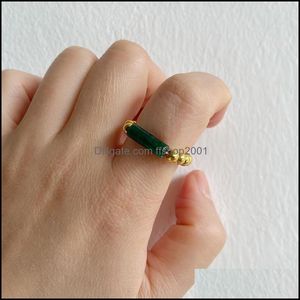 Bandringar mm elastisk ring för kvinnor män rör form naturliga stenguld pärlor kristall rose kvarts bohemian strand ffshop2001 dhwse