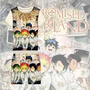 Herren-Trainingsanzüge The Promised Neverland 3D-Druck Kurzarmanzug Damen Herren T-Shirt und Hose 2-teiliges Set Japanische Mode Streetwear Ca