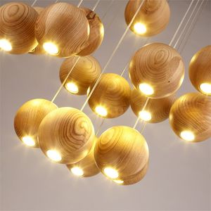 Люстр деревянный глобус японский номер подвесные шариковые светильники Скандинавский скандинавский нордический
