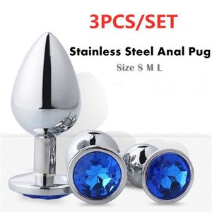 3 Size Stainless Steel Anal Plug Metal Butt Plug Large Set Beads Stimulator Adult Games Sex Toys For Women Man Anal Toys 220412