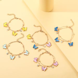 Factory Supply Cross Border New Metal Dripping Oil Diamond Butterfly Bracelet Design Sense Niche Girlfriends Bracelet