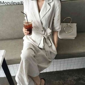 Mozuleva Nowe letnie kobiety Jumpsuits Rompers Casual Cotton and Linen szeroko zakrojone kostki