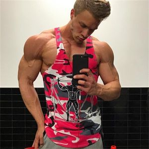 Män bodybuilding tank tops kamouflage ärmlös skjorta pojke gym fitness träning singlet väst underflödiga joggerkläder d220615