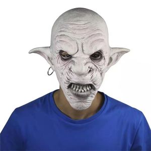 Goblins Mask med örhängen på örat Halloween Horror Mask Creepy Costume Party Cosplay Props Men Latex Scary Mask T200622
