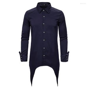 Men's Dress Shirts Punk Rave Men Long Sleeve Casual Irregular Slim Fit Shirt Tops Gothic Dway22