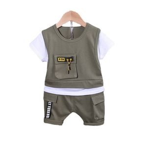 Yaz Çocukları Kız Moda Giyim Bebek Erkekler Pamuk Tişört Şort 2pcssets Çocuk Bebek Giysileri Toddler Sıradan Takip 220615