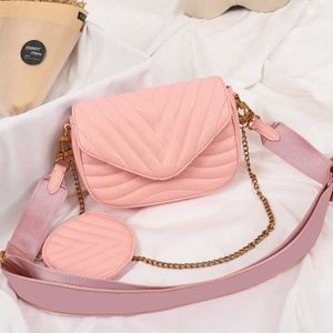 2022 Novos dois em uma bolsa de ombro multifuncional Trendência de couro liso Bordado de bordado Mensageiro Messenger Ballet Rose Ballet Cherry