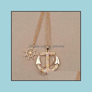Pendant Necklaces Anchor Necklace White Navy Crystal Long Chain Personality For Women Necklac Yydhhome Drop Delivery 2021 Jew Yydhhome Dhjhw