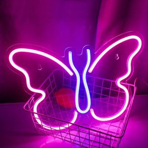 LED NEON SIGN Butterfly Design Butterfly Acrílico Lâmpada de neon USB com interruptor de parede pendurada de arte de arte Kawaii Decor de quarto Kawaii