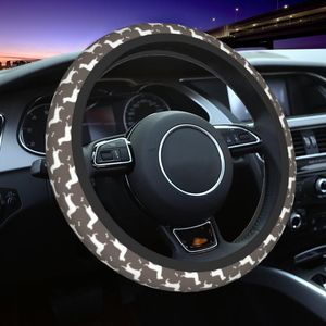 Steering Wheel Covers 37-38 Car Cover Dachshund Dog Animal Elastic Car-styling Elastische AccessoriesSteering