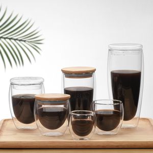 jankng耐熱二重壁ガラスカップセット80-250-350-450mlビールのコーヒーカップ手作り飲み物マグティーマグ透明飲み物コーヒーレア