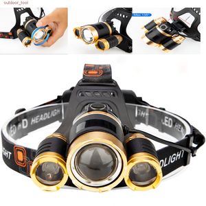 8000Lumens Zoom XM-L T6 LED Headlamp Head Light Rechargeable 3LED Headlight Torch Lamp 18650 Battery for Outdoor Sport Camping Free DHL