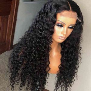 Deep Wave 5x5 HD Stängning Wig Human Hair Spets Stängningspergar PRE PLUCKED BLEACHED KUNTER WIG Remy 13x4 Spets Deep Wave Frontal Wig 220719
