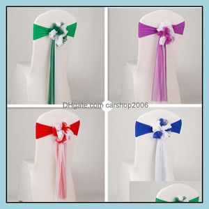 SASHES Chair ers Home Textiles Garden White Sash Stretch Band 14 Colors Spandex Gauze for Decoration Drop Delivery 2021 5CQG2