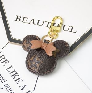 20Style Fashion Keychain Cute Small Bear Print Pattern Pu Leather Keychains biltillbehör Keyring Key Wallet Chain Rope Chain