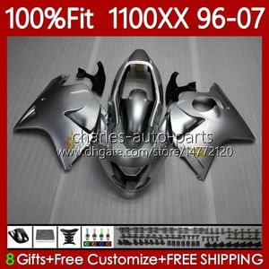 Honda Blackbird CBR1100 CBR 1100 XX CC 1100XX 96-07 114NO.13 CBR1100XX 1996 1997 1998 1999 2000 2001 1100CC 02 03 03 04 05 06 07 06 07フェアリング光沢のある銀色