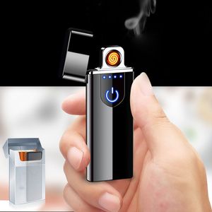 Portable USB Lighter Rechargeable Electronic Lighters LED Screen Plasma Power Display Thunder Gadgets for Smoker Gift