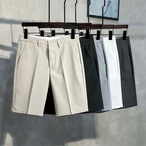 Men Summer Shorts Korean Fashion Business Casual Chino Office Trousers Cool Breathable Clothing Solid Color 220318