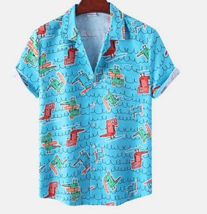 2022 camisa masculina de verão havaiano impresso blusas soltas mensais de manga curta de manga curta camisa de homens tops roupas