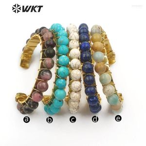 WT-B479 Natural Stone Bangle Red Vein Blue Turquoise White Turquoies Lapis Bracelet Bangles Women Handmade Jewelry Inte22