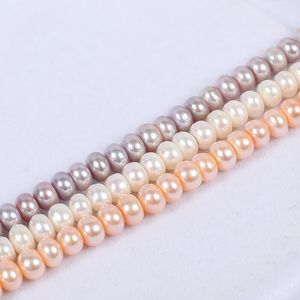 Pérolas de água doce natural 100% pura de 8-9mm aaaa plana falhada pérola lisa em todos os lados semi-acabada para colar de pulseira DIY