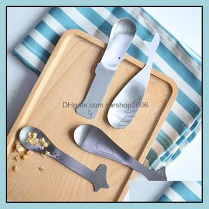 Spoons Flatware Kitchen Dining Bar Home Garden Cute Ice Cream Matte Polish Stainless Steel Duck Whale Hippo Giraffe Animal For Children D