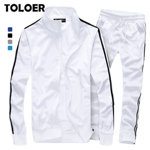 Nya män Tracksuit Casual Solid Striped Zipper Set 2 PC Jackets Pants 2020 Male Spring Autumn Sportwear Sporting Sate Outwear LJ201117