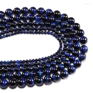 Annat 1Strand/Lot Natural Stone Blue Lapis Lazuli Tiger Eye Agat Round Loose Beads Diy Armband Material för smycken Making Edwi22