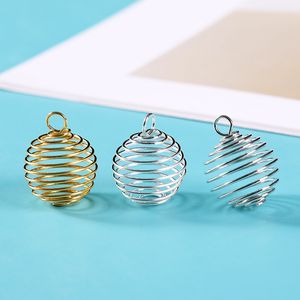 Spirale Perlenkäfige Charms Anhänger Diy Kristalle Steine Schmuckherstellung Bastelbedarf Gold Silber Farbe