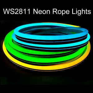 Wholesale waterproof rope light 12v resale online - 12V V WS2811 Neon Rope Light Strips Multi Color Changing Dream Color Bedroom Wall Party Lighting Gift Advertising Signs IP65 Waterproof for Party DIY CRESTECH888