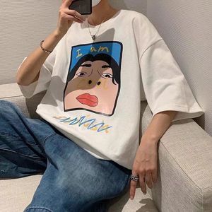 Engraçado rosto dos desenhos animados dos homens de manga curta camisetas streetwear oversized M-8XL casual algodão tshirt para masculino moda homem t 4 cores 0615