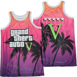 Uomini Film Pallacanestro Grand Theft Auto Jersey Hip Hop Color Team Viola Tutto cucito Università Liceo Traspirante Per gli appassionati di sport Puro cotone HipHop College Buono