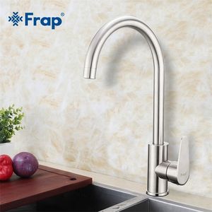 Frap Modern Kitchen Faucet Stainless Steel Single Handle Mixer Sink Tap Kitchen Hot and Cold Water Grifos Fregadero Cocina F4048 T200424