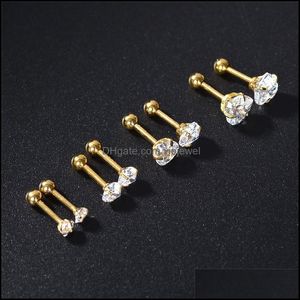 Stud Pretty rostfritt st￥l smycken 316L Helix Barbell Ear Piercing Broskring Ring Beautifly Luxury Earring Vipjewel Drop de Vipjewel DH3CV