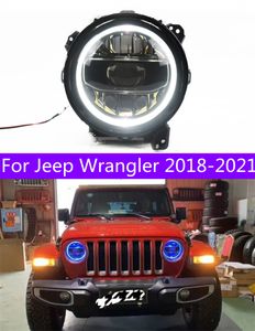 Светодиодные фары дальнего света для Wrangler 20 18-2021, светодиодные фары DRL, противотуманные фары, указатель поворота, ближний свет, дизайн ангельских глазок, аксессуары для линз