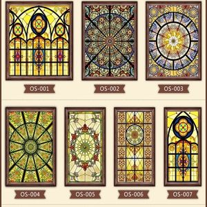 Custom size electrostatic frosted stained glass window film church foil door stickers PVC selfadhesive 40x70cm Y200416