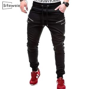 Siteweie Fashion Men Spanty Hip Hop Streetwear Joggers Outdoor Running Sport Spodnie swobodny solidny zamek błyskawiczny długi sportpant L408 201128