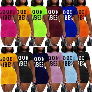 Summer Womens Mini Dresses Letter Print Dress Sexy Round Neck Short Sleeve Skirt Designer Clothing