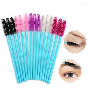Makeup Brushes 50 Pcs/lot Nylon Golden Blue Handle Mascara Wands Applicator Disposable Eyelash Brush For Extension Trin22