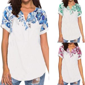 Women's T-Shirt Women Summer V Neck Short Sleeve Printed Bouquet Waist Casual Shirt Top Blouse With Big Mens T ShirtsWomen's