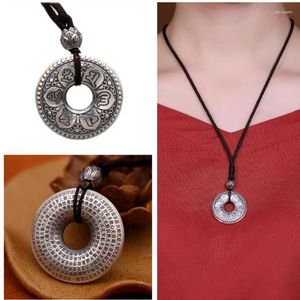 Anhänger Halsketten Vintage Buddhismus Sutra Runde Halskette Für Frauen Männer Schmuck Einstellbare Schwarz Seil Kette Männlich Weiblich ChokerPendant Sidn22