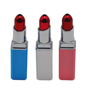 Port￡til Metal Aluminium Lipstick Pipe Mini Cigarette Tobacco Pipe