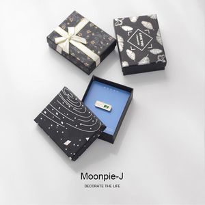 Jewelry Pouches Bags Black Custom Friends Gift Box Packing Paper Case For Pins Brooches Badges Container Package RectangleJewelry