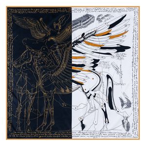 Eşarp manuel el haddelenmiş dimi ipek fular kadınlar pegasus baskısı kare eşarplar echarpes fulards femme sarmal bandana hicab 90cm*90cm